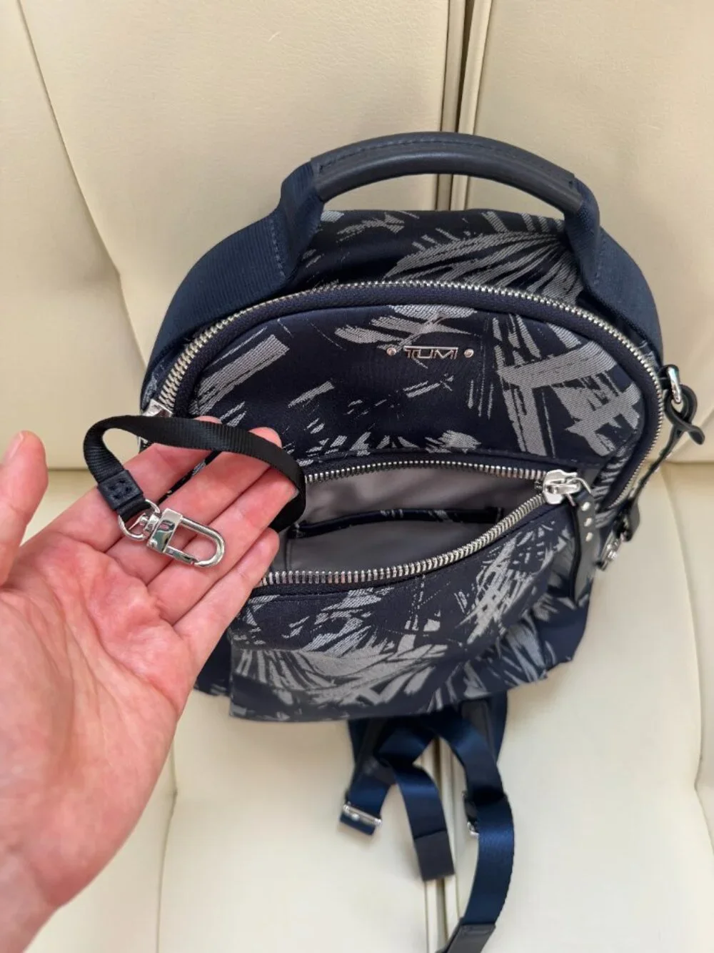 Tumi small Whitney backpack abstract navy blue gray travel mini limited edition